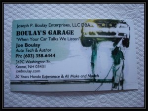 Boulay's Garage business card